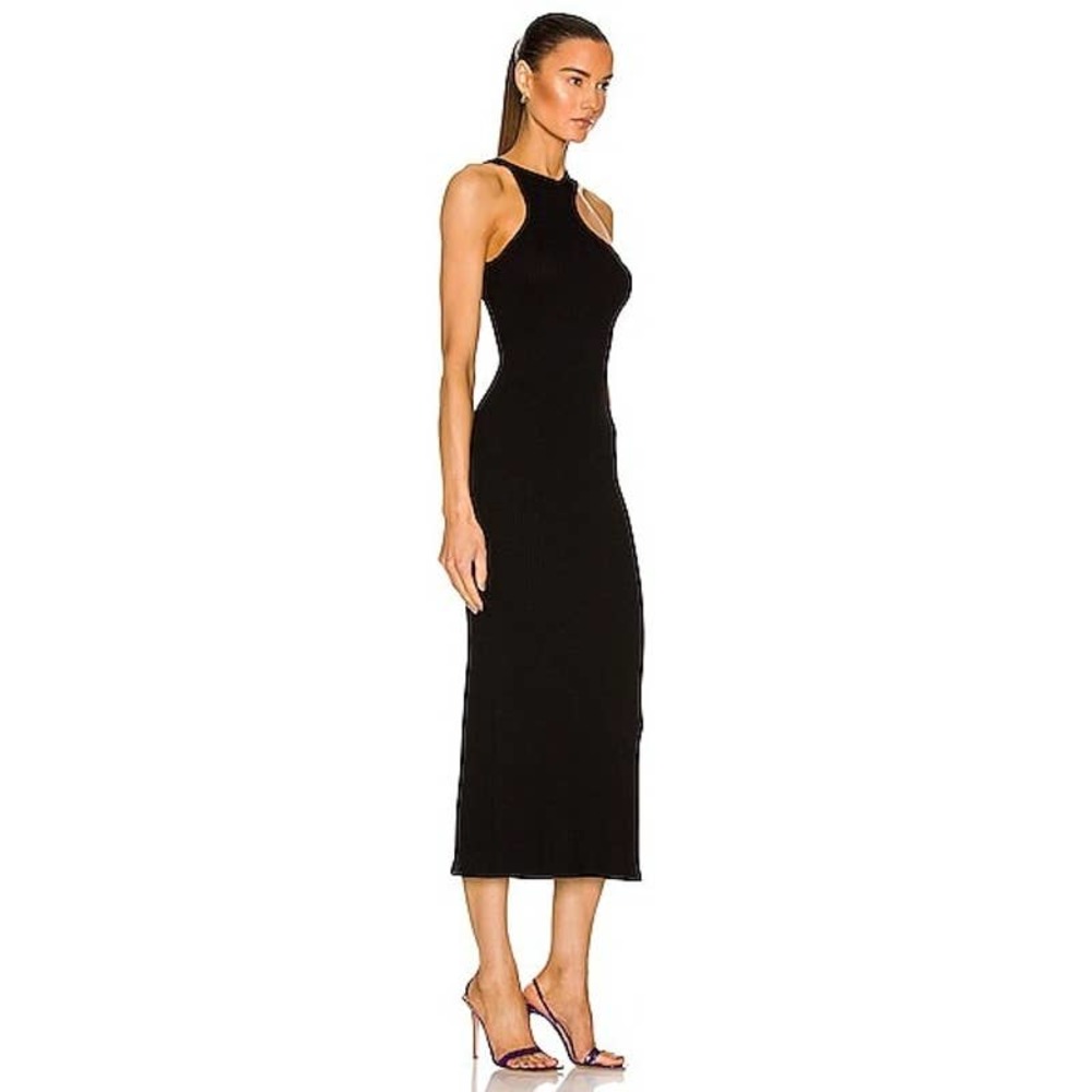 Simon Miller Mawga Black Ribbed Midi Dress - Picture 2 of 12